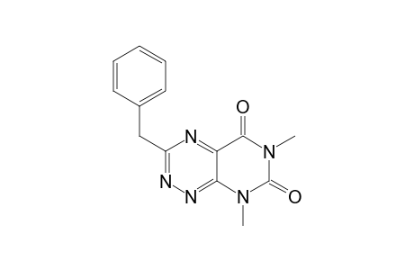 Pyrimido[5,4-e]-1,2,4-triazine-5,7(6H,8H)-dione, 6,8-dimethyl-3-(phenylmethyl)-