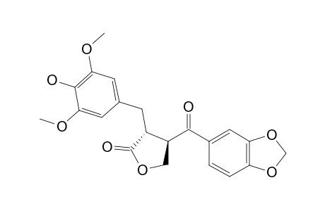 TRANS-2-(3,5-DIMETHOXY-4-HYDROXYBENZYL)-3-(3,4-METHYLENEDIOXYBENZOYL)-BUTANOLIDE