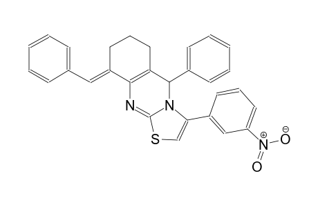 (9E)-9-benzylidene-3-(3-nitrophenyl)-5-phenyl-6,7,8,9-tetrahydro-5H-[1,3]thiazolo[2,3-b]quinazoline