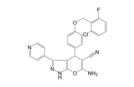 6-Amino-4-[4-(2-chloro-6-fluoro-benzyl)oxyphenyl]-3-(4-pyridyl)-2,4-dihydropyrano[2,3-c]pyrazole-5-carbonitrile