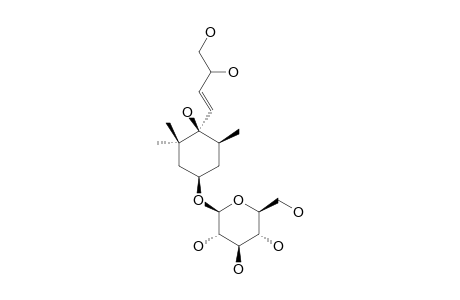 ILICIFOLINOSIDE-C;[1-BETA,4-BETA,4(1E)]-4-HYDROXY-[(3,4-DIHYDROXY)-1-BUTENYL]-3,5,5-TRIMETHYL-CYClOHEXANYL-BETA-D-GLUCOPYRANOSIDE