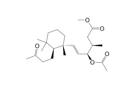 5-Hexenoic acid, 4-(acetyloxy)-3-methyl-6-[1,3,3-trimethyl-2-(3-oxobutyl)cyclohexyl]-, methyl ester, [1R-[1.alpha.(3R*,4R*,5E),2.beta.]]-
