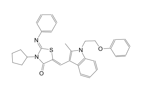(2Z,5Z)-3-cyclopentyl-5-{[2-methyl-1-(2-phenoxyethyl)-1H-indol-3-yl]methylene}-2-(phenylimino)-1,3-thiazolidin-4-one