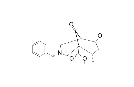 METHYL_3-BENZYL-6-HYDROXY-8-METHYL-9-OXO-3-AZABICYCLO-[3.3.1]-NONANE-1-CARBOXYLATE;MINOR_ISOMER-1