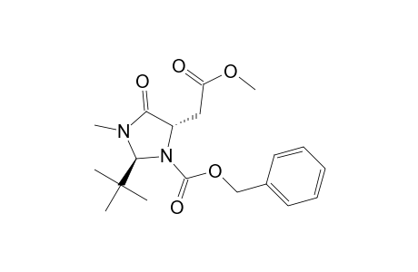 4-Imidazolidineacetic acid, 2-(1,1-dimethylethyl)-1-methyl-5-oxo-3-[(phenylmethoxy)carbonyl]-, methyl ester, (2S-trans)-