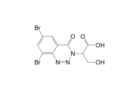 1,2,3-Benzotriazine-3(4H)-acetic acid, 6,8-dibromo-.alpha.-(hydroxymethyl)-4-oxo-, (.+-.)-