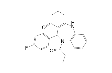 1H-dibenzo[b,e][1,4]diazepin-1-one, 11-(4-fluorophenyl)-2,3,4,5,10,11-hexahydro-10-(1-oxopropyl)-