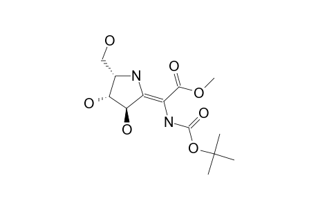 METHYL-(E,3R,4R,5S)-N-TERT.-BUTOXYCARBONYL-ALPHA-(3,4-DIHYDROXY-5-HYDROXYMETHYL-PYRROLIDINE-2-YLIDENE)-GLYCINATE