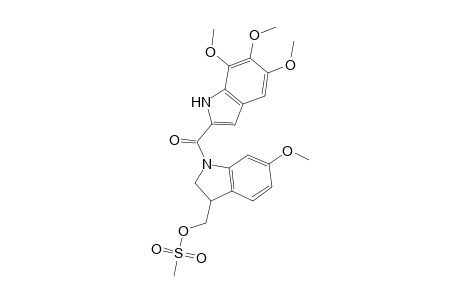 1H-Indole-3-methanol, 2,3-dihydro-6-methoxy-1-[(5,6,7-trimethoxy-1H-indol-2-yl)carbonyl]-, methanesulfonate (ester), (.+-.)-