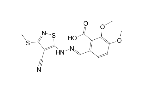 6-((E)-{[4-cyano-3-(methylsulfanyl)-5-isothiazolyl]hydrazono}methyl)-2,3-dimethoxybenzoic acid