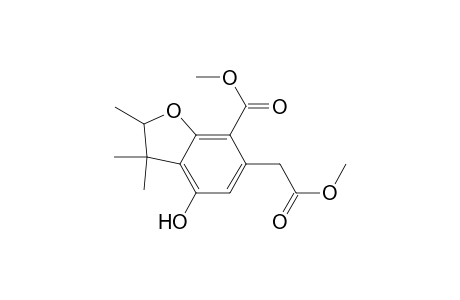 6-Benzofuranacetic acid, 2,3-dihydro-4-hydroxy-7-(methoxycarbonyl)-2,3,3-trimethyl-, methyl ester, (.+-.)-