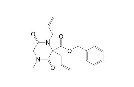 (phenylmethyl) 4-methyl-3,6-bis(oxidanylidene)-1,2-bis(prop-2-enyl)piperazine-2-carboxylate