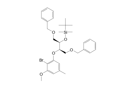 (-)-(2R,3S)-1,4-BIS-(BENZYLOXY-2-(2-BROMO-3-METHOXY-5-METHYLPHENYL)-OXY-3-TERT.-BUTYLDIMETHYLSILYLOXYBUTANE