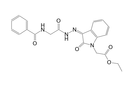 ethyl ((3Z)-3-{[(benzoylamino)acetyl]hydrazono}-2-oxo-2,3-dihydro-1H-indol-1-yl)acetate