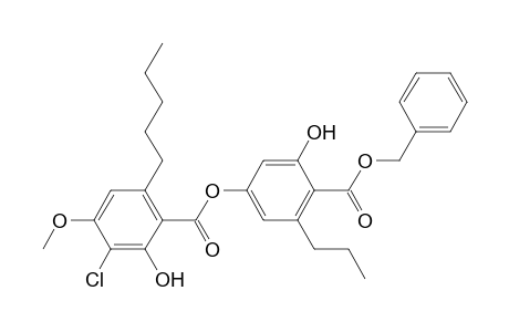 Benzoic acid, 3-chloro-2-hydroxy-4-methoxy-6-pentyl-, 3-hydroxy-4-[(phenylmethoxy)carbonyl]-5-propylphenyl ester