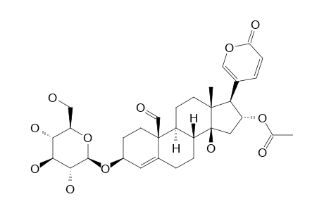 URGININ_B;14-BETA-HYDROXY-19-BETA-OXOBUFA-4,20,22-TRIENOLIDE-16-ALPHA-O-ACETYL-3-BETA-O-BETA-D-GLUCOPYRANOSIDE