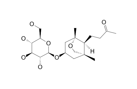 ASCLEPOSIDE-E;3-O-BETA-D-GLUCOPYRANOSYL-5,11-EPOXY-3-HYDROXY-9-OXO-MEGASTIGMANE