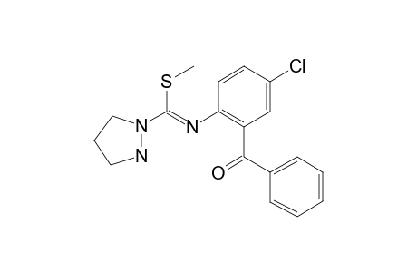 1-Pyrazolidinemethanimine, N-(2-benzoyl-4-chlorophenyl)-.alpha.-(methylthio)-