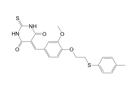 5-[3-methoxy-4-[2-(p-tolylthio)ethoxy]benzylidene]-2-thioxo-hexahydropyrimidine-4,6-quinone