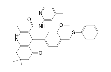 4-{3-methoxy-4-[(phenylsulfanyl)methyl]phenyl}-2,7,7-trimethyl-N-(4-methyl-2-pyridinyl)-5-oxo-1,4,5,6,7,8-hexahydro-3-quinolinecarboxamide