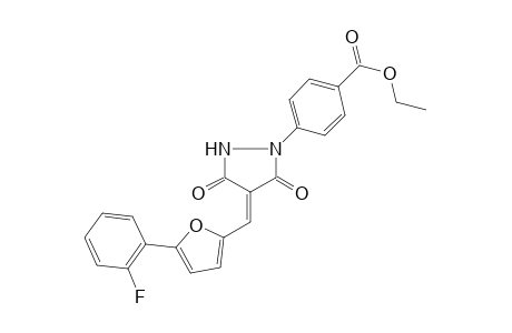 4-[(4E)-4-[[5-(2-fluorophenyl)-2-furanyl]methylidene]-3,5-dioxo-1-pyrazolidinyl]benzoic acid ethyl ester