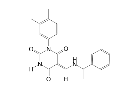 (5Z)-1-(3,4-dimethylphenyl)-5-{[(1-phenylethyl)amino]methylene}-2,4,6(1H,3H,5H)-pyrimidinetrione