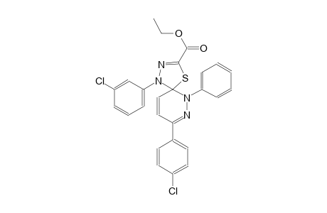 ethyl 1-(3-chlorophenyl)-8-(4-chlorophenyl)-6-phenyl-4-thia-1,2,6,7-tetraazaspiro[4.5]deca-2,7,9-triene-3-carboxylate