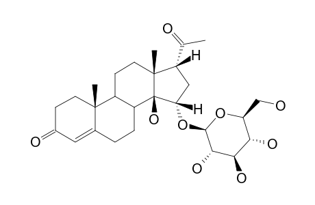 STEMMOSIDE-B;14-BETA-HYDROXY-15-ALPHA-(BETA-D-GLUCOPYRANOSYLOXY)-17-BETA-H-PREGN-4-ENE-3,20-DIONE
