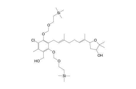 5-{(1E,5E)-7-[3-Chloro-5-hydroxymethyl-4-methyl-2,6-bis-(2-trimethylsilanyl-ethoxymethoxy)-phenyl]-1,5-dimethyl-hepta-1,5-dienyl}-2,2-dimethyl-tetrahydro-furan-3-ol