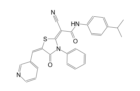 (2E)-2-cyano-N-(4-isopropylphenyl)-2-[(5E)-4-oxo-3-phenyl-5-(3-pyridinylmethylene)-1,3-thiazolidin-2-ylidene]ethanamide