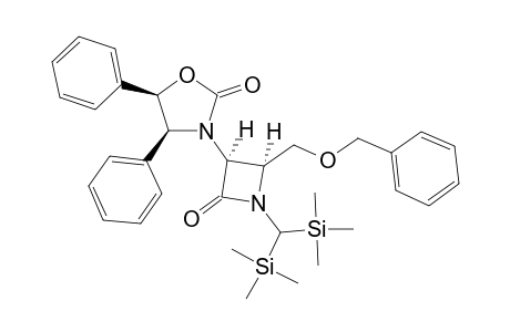(2S,3S) N-Bis(trimethylsilyl)methyl-2-(2-benzyloxymethyl)-3-(4S,5R) (2-oxo-4,5-diphenyloxazolidin-3-yl)-1-azacyclobutan-4-one