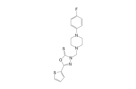 3-(4-FLUOROPHENYL-PIPERAZINYLMETHYL)-5-(2-THIENYL)-1,3,4-OXADIAZOLINE-2-THIONE