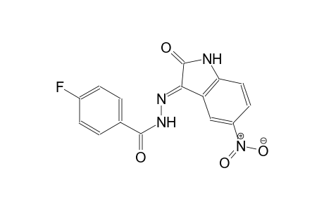 4-fluoro-N'-[(3E)-5-nitro-2-oxo-1,2-dihydro-3H-indol-3-ylidene]benzohydrazide