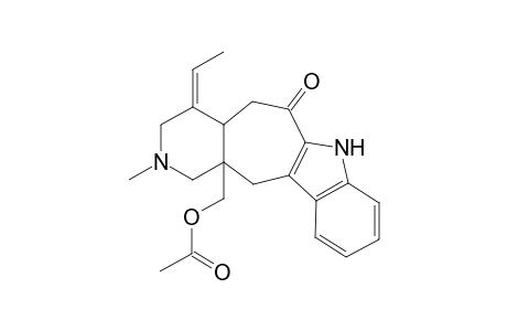 Pyrido[3',4':4,5]cyclohept[1,2-b]indol-6(2H)-one, 12a-[(acetyloxy)methyl]-4-ethylidene-1,3,4,4a,5,7,12,12a-octahydro-2- methyl-, [4aS-(4E,4a.alpha.,12a.alpha.)]-