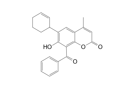 2-Oxo-7-hydroxy-4-methyl-6-(2'-cyclohexenyl)-8-benzoylcoumarin