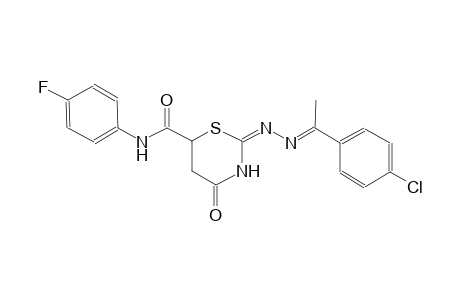 (2E)-2-{(2E)-2-[1-(4-chlorophenyl)ethylidene]hydrazono}-N-(4-fluorophenyl)-4-oxo-1,3-thiazinane-6-carboxamide