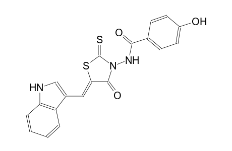 4-hydroxy-N-[(5Z)-5-(1H-indol-3-ylmethylene)-4-oxo-2-thioxo-1,3-thiazolidin-3-yl]benzamide
