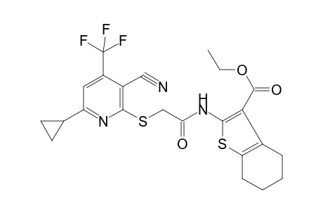 2-[[2-[[3-cyano-6-cyclopropyl-4-(trifluoromethyl)-2-pyridinyl]thio]-1-oxoethyl]amino]-4,5,6,7-tetrahydro-1-benzothiophene-3-carboxylic acid ethyl ester
