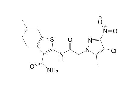 2-{[(4-chloro-5-methyl-3-nitro-1H-pyrazol-1-yl)acetyl]amino}-6-methyl-4,5,6,7-tetrahydro-1-benzothiophene-3-carboxamide