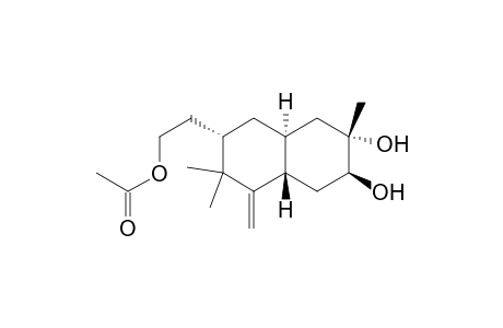 2,3-Naphthalenediol, 7-[2-(acetyloxy)ethyl]decahydro-2,6,6-trimethyl-5-methylene-, [2S-(2.alpha.,3.beta.,4a.beta.,7.alpha.,8a.alpha.)]-