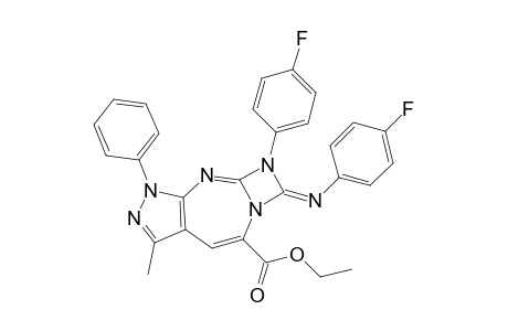1-Phenyl-3-methyl-5-(ethoxycarbonyl)-7-[(4-fluorophenyl)imino]-8-(4-fluorophenyl)-1,3-diazeto[1',2'-a]pyrazolo[3,4-d][1,3]diazepine
