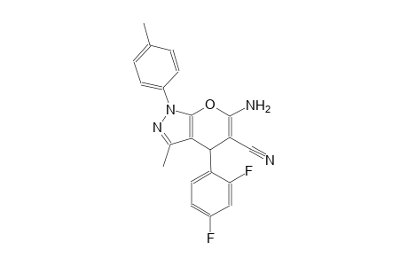 6-amino-4-(2,4-difluorophenyl)-3-methyl-1-(4-methylphenyl)-1,4-dihydropyrano[2,3-c]pyrazole-5-carbonitrile