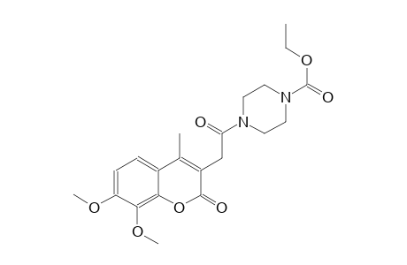 1-piperazinecarboxylic acid, 4-[(7,8-dimethoxy-4-methyl-2-oxo-2H-1-benzopyran-3-yl)acetyl]-, ethyl ester