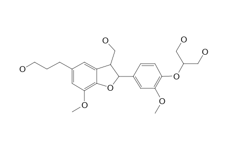 2,3-DIHYDRO-2-(3'-METHOXY-4' (1'',3''DIHYDROXY-2''-PROPYLOXY)PHENYL)-3-HYDROXYMETHYL-7-METHOXY-5-BENZOFURANPROPANOL