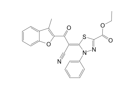 Ethyl 5-(1-cyano-2-(3-methylbenzofuran-2-yl)-2-oxoethylidene)-4-phenyl-4,5-dihydro-1,3,4-thiadiazole-2-carboxylate