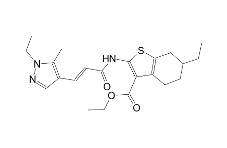 ethyl 6-ethyl-2-{[(2E)-3-(1-ethyl-5-methyl-1H-pyrazol-4-yl)-2-propenoyl]amino}-4,5,6,7-tetrahydro-1-benzothiophene-3-carboxylate