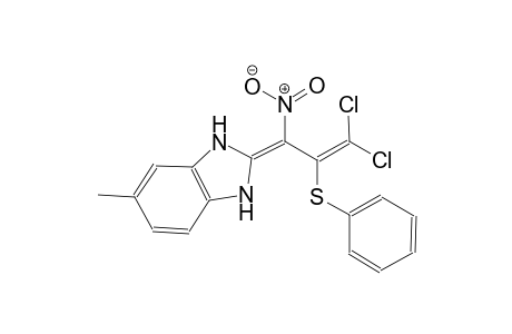 (2Z)-2-[3,3-dichloro-1-nitro-2-(phenylsulfanyl)-2-propenylidene]-5-methyl-2,3-dihydro-1H-benzimidazole