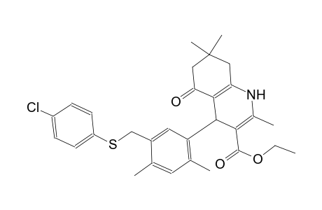 ethyl 4-(5-{[(4-chlorophenyl)sulfanyl]methyl}-2,4-dimethylphenyl)-2,7,7-trimethyl-5-oxo-1,4,5,6,7,8-hexahydro-3-quinolinecarboxylate