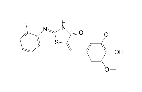(2Z,5E)-5-(3-chloro-4-hydroxy-5-methoxybenzylidene)-2-[(2-methylphenyl)imino]-1,3-thiazolidin-4-one