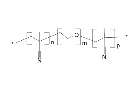 Methacrylonitrile-oxyethylene-methacrylonitrile three-block copolymer